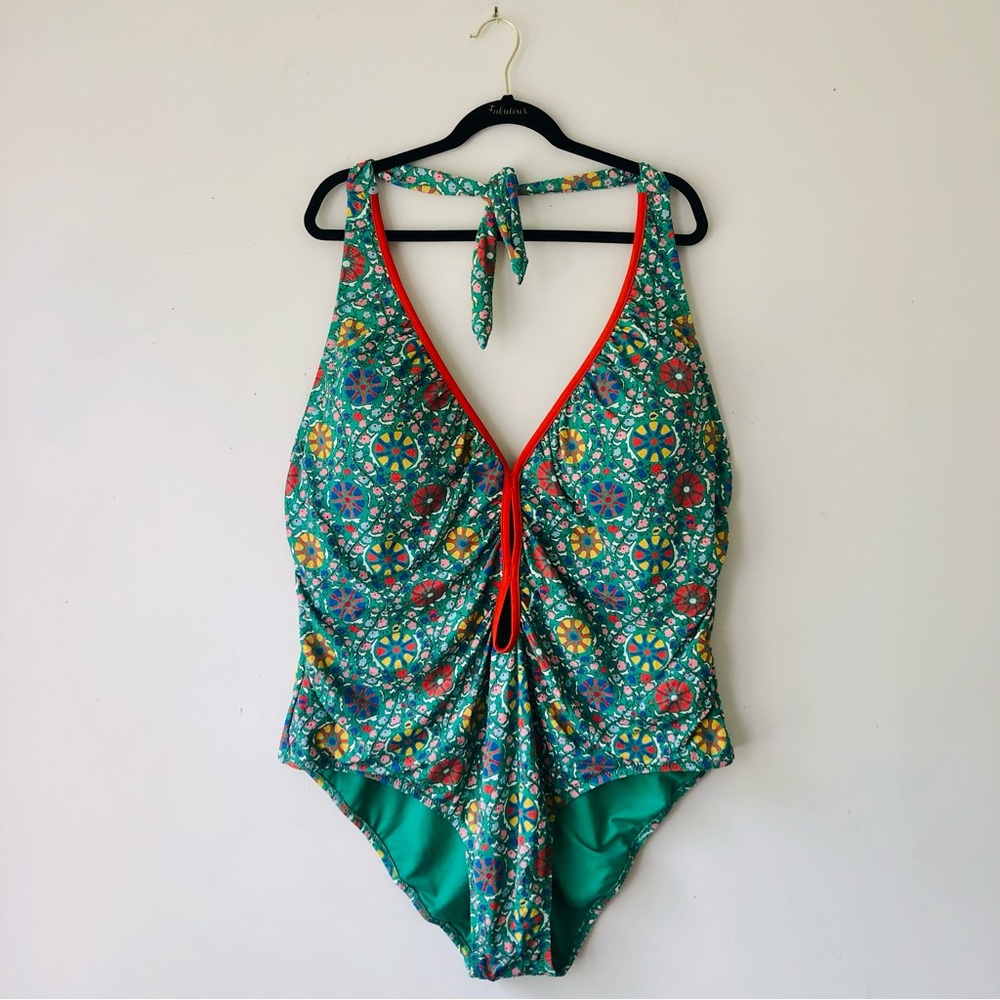 RHODE x Target Zinnia Floral Print Halter High-Leg Cheeky Swimsuit, PLUS 3X NWT - Picture 6 of 9